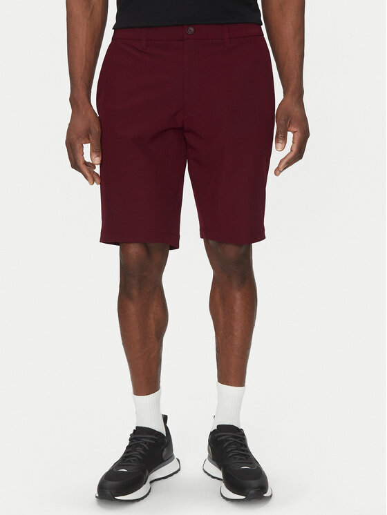 BOSS BOSS Kratke hlače iz tkanine S_Commuter_10.5 inch 50540337 Bordo rdeča Slim Fit
