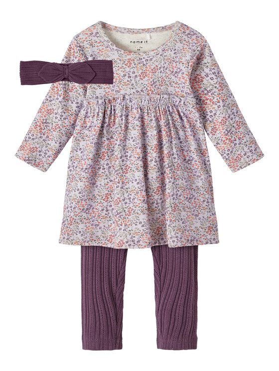 NAME IT NAME IT Komplet sukienka i legginsy 13215289 Fioletowy Regular Fit