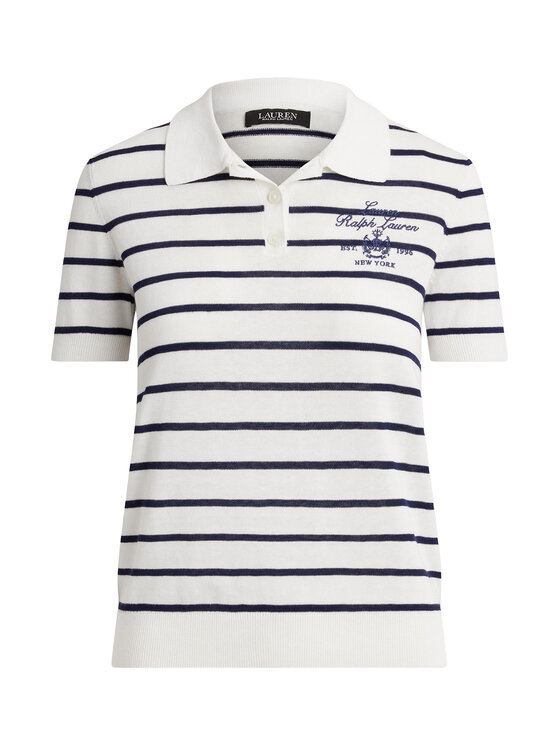 LAUREN RALPH LAUREN LAUREN RALPH LAUREN Тениска с яка и копчета 200P03506001 Бял Slim Fit