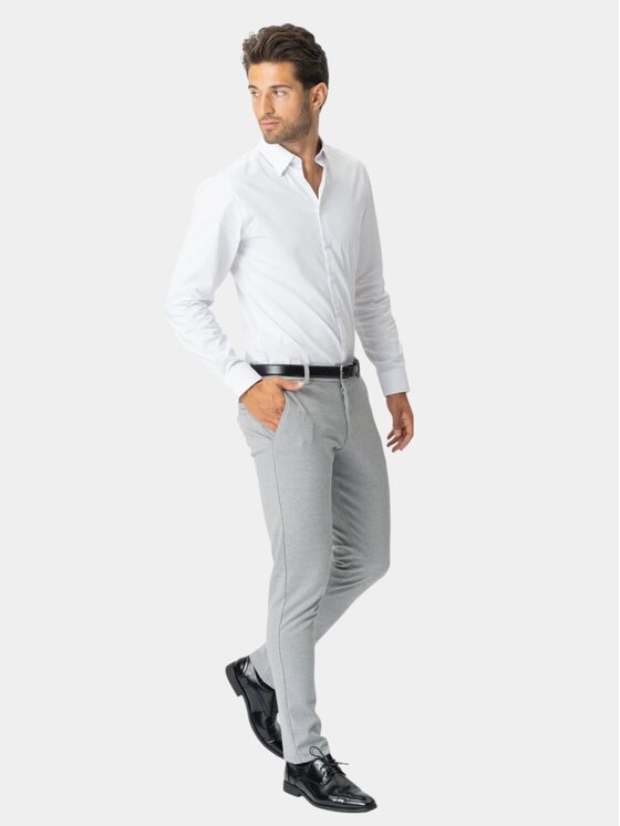 TeeShoppen TeeShoppen Spodnie garniturowe 'Perform Collection' Szary Slim Fit