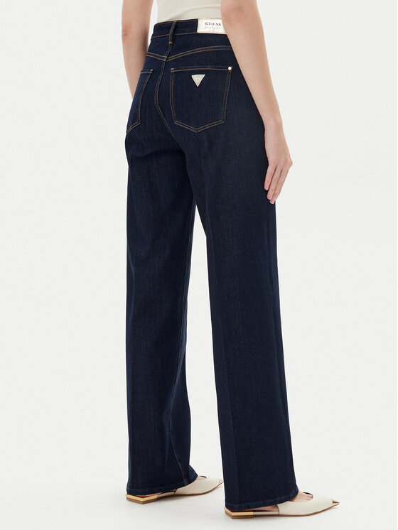 Guess Guess Jeans hlače W5YA1A D5PW1 Mornarsko modra Wide Leg