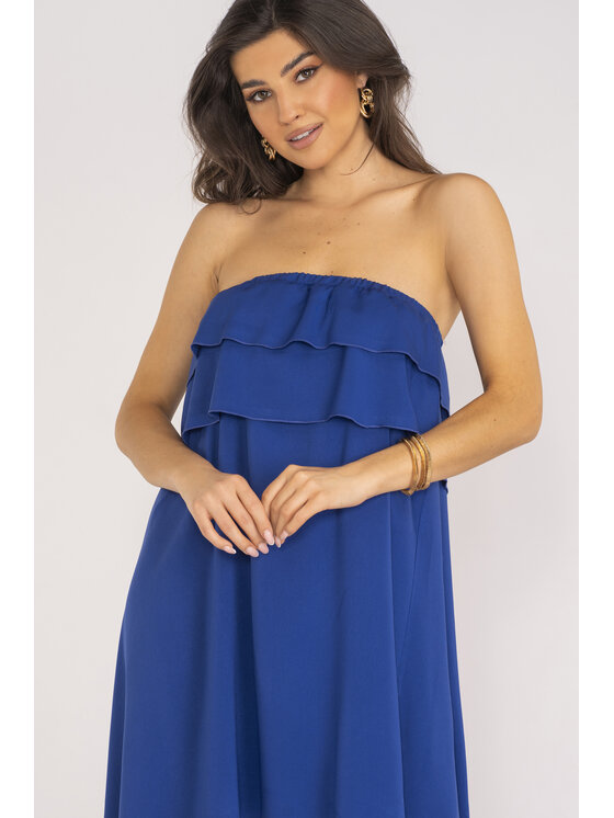 Awama Awama Sukienka letnia A658 Niebieski Basic Fit