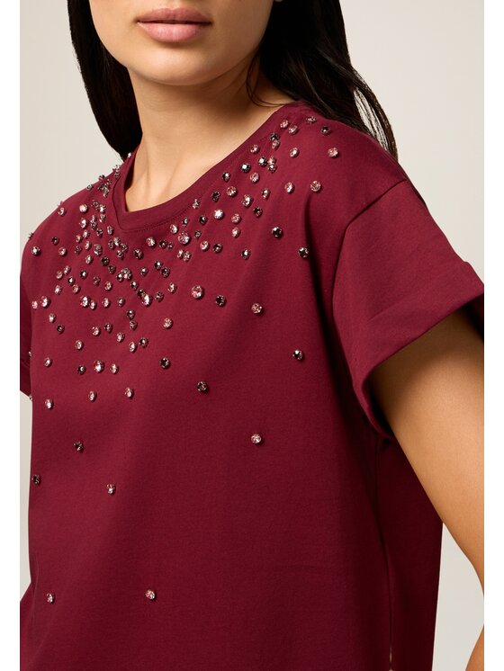 Oltre Oltre T-shirt G00HJ004344N036 Bordeaux Regular Fit