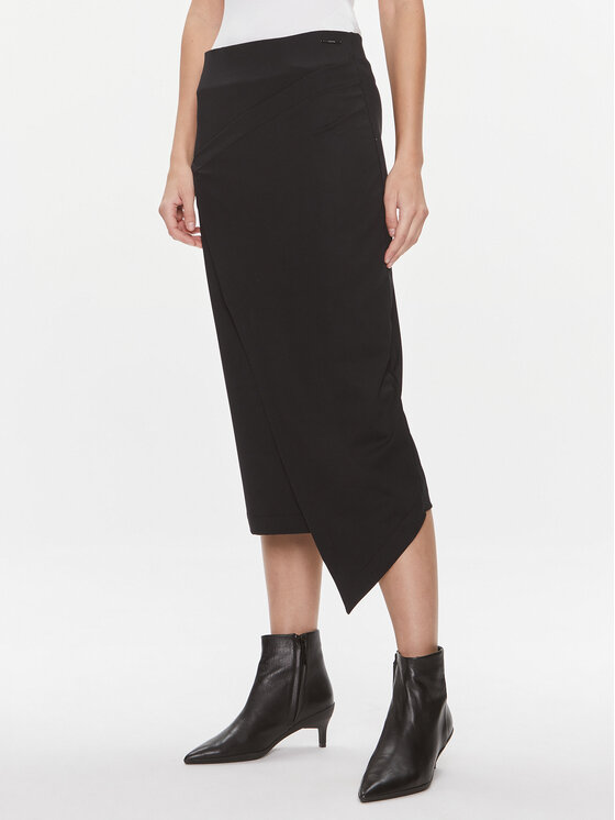 Calvin Klein Zīmuļveida svārki Stretch Jersey Midi Skirt K20K206808 Melns Slim Fit