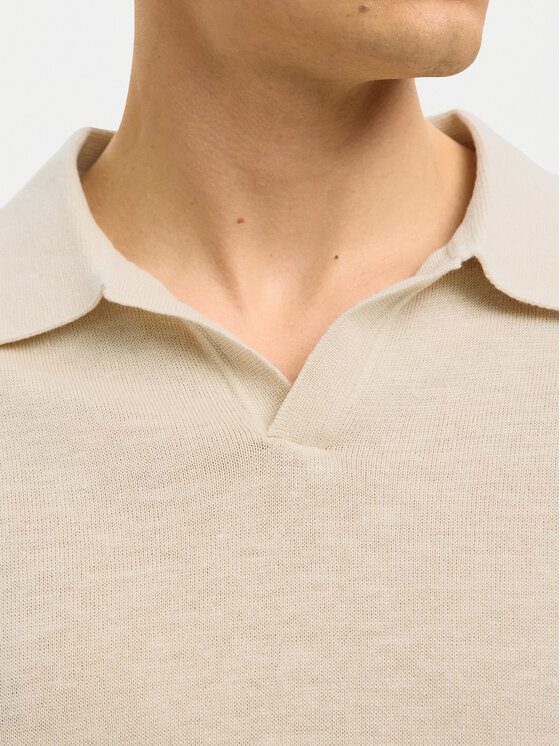 Selected Homme Selected Homme Polo Mattis 16096197 Beżowy Regular Fit