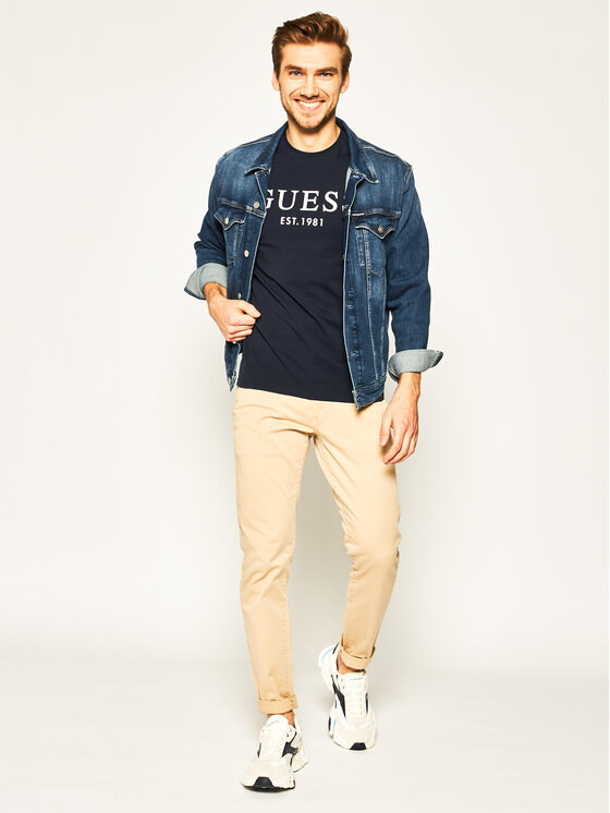 Guess Guess Tričko Tee M0GI93 J1300 Tmavomodrá Super Slim Fit