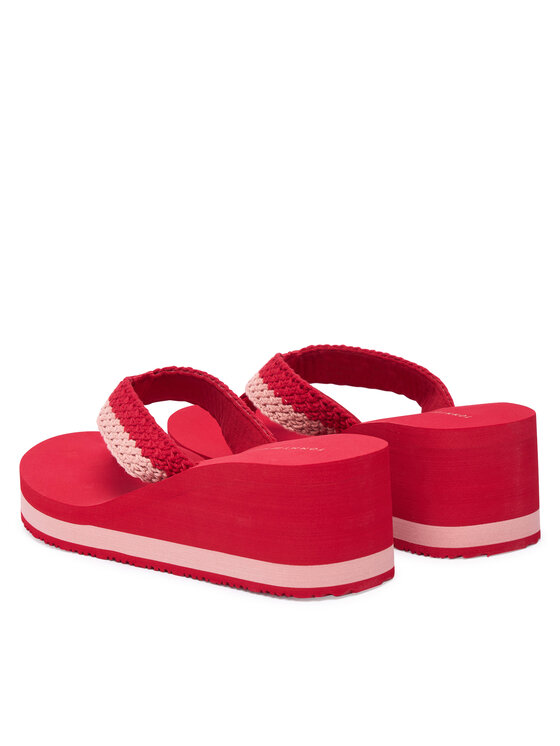 Tommy Hilfiger Tommy Hilfiger Čības uz pirksta Th Wedge Crochet Summer Sandal FW0FW09420 Sarkans