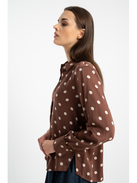 CLICK CLICK Koszula 10-6909 Brązowy Regular Fit