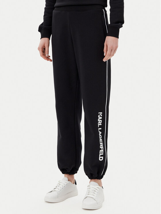 KARL LAGERFELD KARL LAGERFELD Teplákové kalhoty A2W10149 Černá Regular Fit