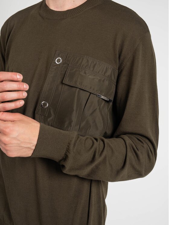 Les Hommes Les Hommes Sweter LKK102-606A | Classic Fit Jumper Khaki Regular Fit