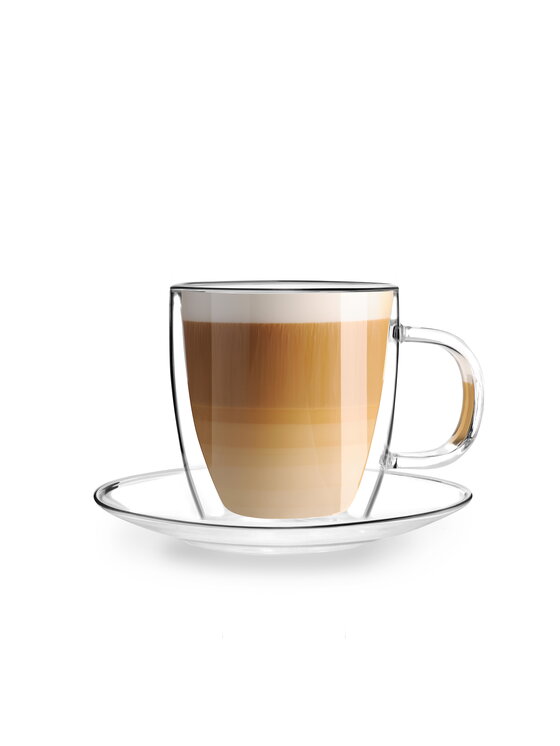 Vialli Design Vialli Design Komplet filiżanek KOMPLET 2 FILIŻANEK ZE SPODKAMI 250ML AMO 7565 Przezroczysty