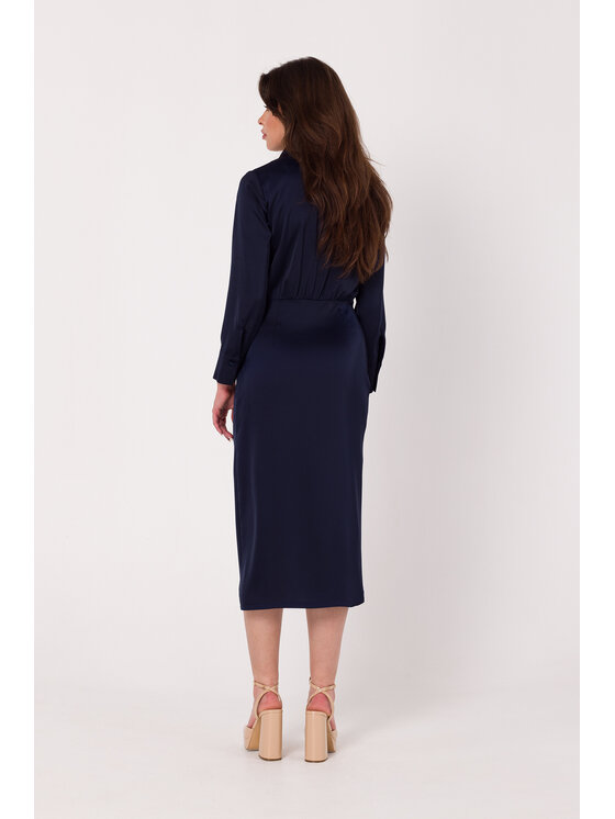 Makover Makover Elegantní šaty K172 Tmavomodrá Modern Fit
