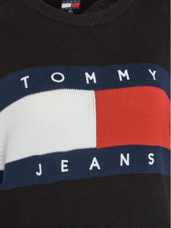 Tommy Jeans Tommy Jeans Džemper Center Flag DW0DW19335 Crna Regular Fit