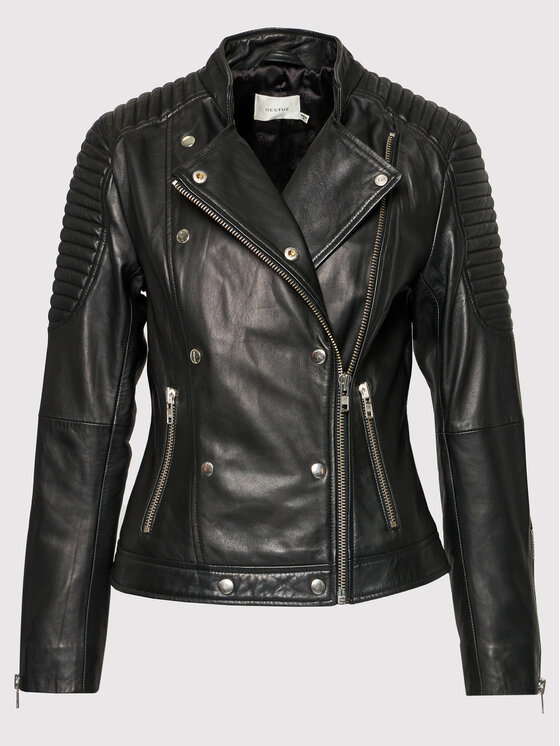 Gestuz Gestuz Μπουφάν δερμάτινο Melgz 10904666 Μαύρο Regular Fit