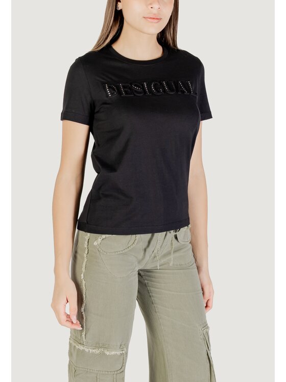 Desigual Desigual T-Shirt TS_BRANDY Czarny Egg Fit
