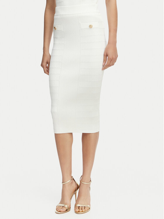 Guess Spódnica ołówkowa W5YD66 Z0130 Biały Slim Fit
