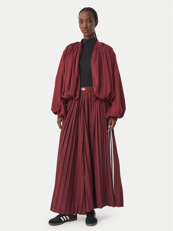 adidas adidas Bluza Satin Pleated Track Top LG4080 Bordowy Relaxed Fit