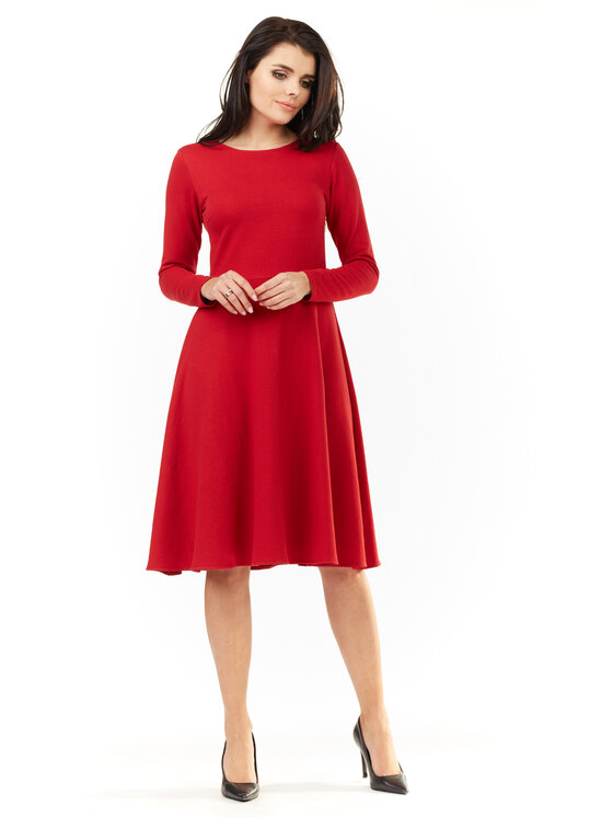 Awama Awama Sukienka codzienna L060 Czerwony Basic Fit