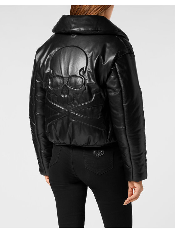 PHILIPP PLEIN PHILIPP PLEIN Kurtka skórzana 19347 Czarny Regular Fit