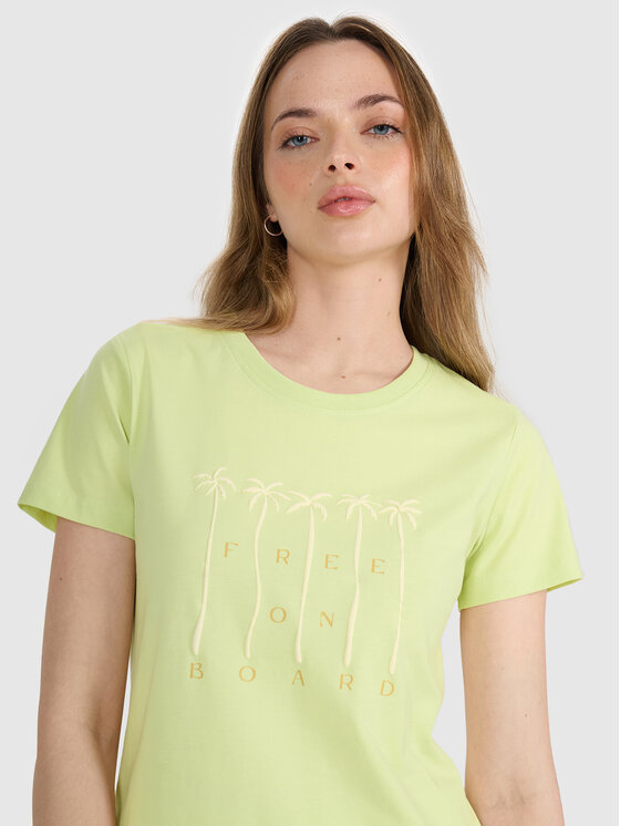 4F 4F T-Shirt FOB SUMMER Żółty jasny Regular Fit