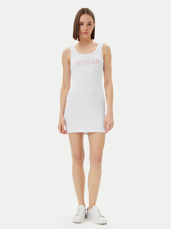 Guess Guess Sukienka codzienna V5GK06 K8RT2 Biały Slim Fit