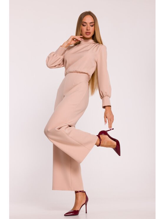 Made of Emotion Made of Emotion Kombinezon M879 Beżowy Modern Fit