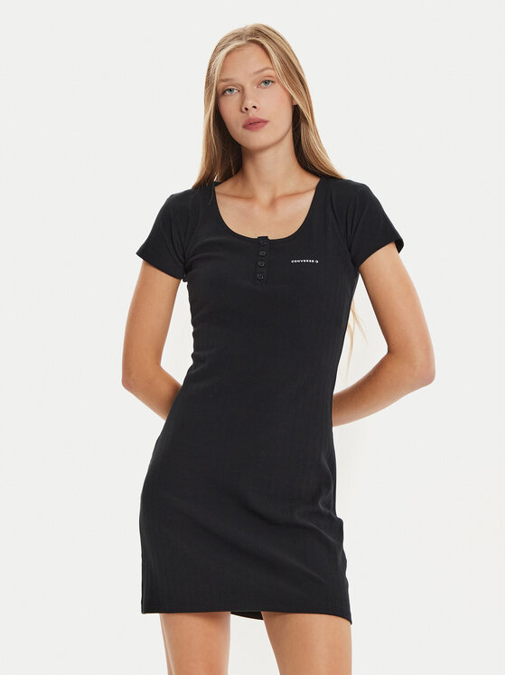 Converse Converse Φόρεμα καθημερινό Wordmark 10026788-A01 Μαύρο Standard Fit