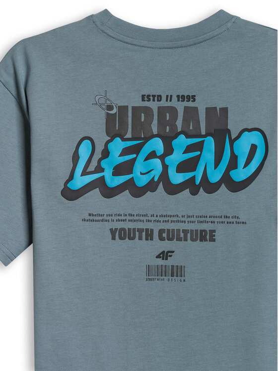 4F 4F T-Shirt SKATE & RIDE Turkusowy Regular Fit