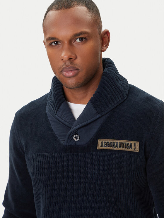 Aeronautica Militare Aeronautica Militare Sweter 252MA1574UL00539 Granatowy Regular Fit