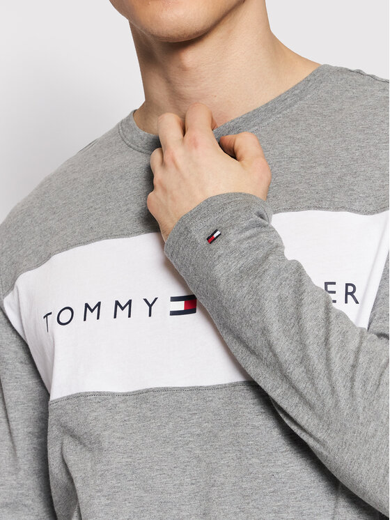 Tommy Hilfiger Tommy Hilfiger Longsleeve Logo Flag UM0UM01906 Szary Regular Fit