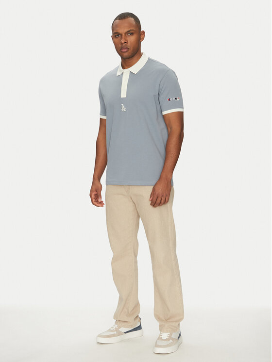 Champion Champion Тениска с яка и копчета 221044 Син Regular Fit