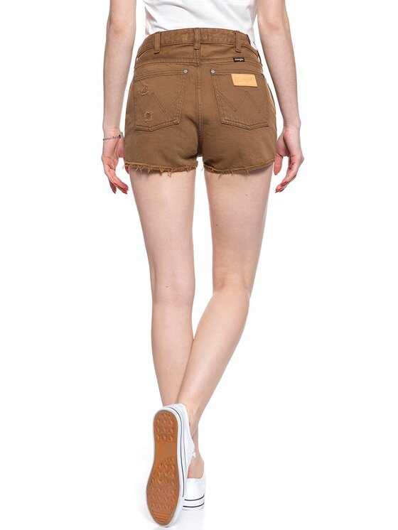 Wrangler Wrangler Szorty jeansowe THE SHORT Brązowy Regular Fit