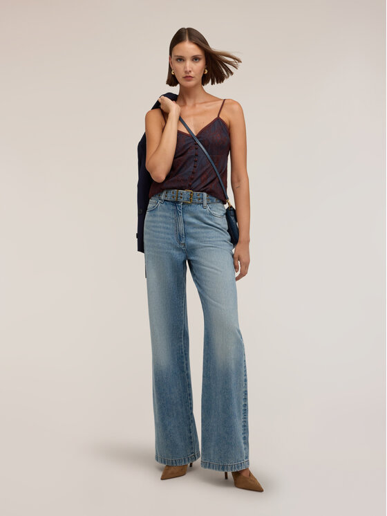 Motivi Motivi Jeansy P492Q004740N004 Turkusowy Over Fit