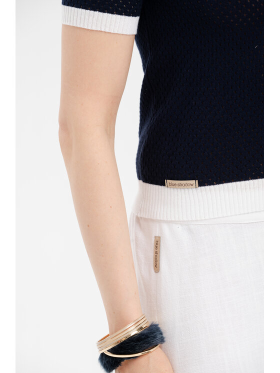 blue shadow blue shadow Bluzka Motia Niebieski Regular Fit