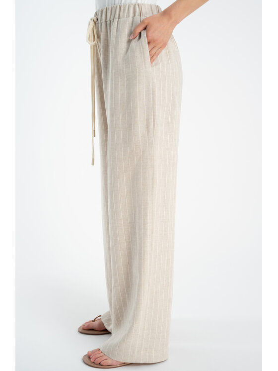 CLICK CLICK Kalhoty z materiálu 30-433 Béžová Relaxed Fit