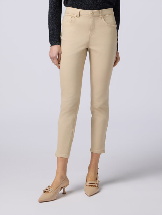Oltre Oltre Pantaloni di tessuto P784R008237N002 Crema Skin Fit