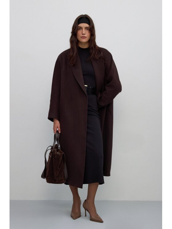 Estro Estro Cappotto di lana ER00117064 Marrone Loose Fit