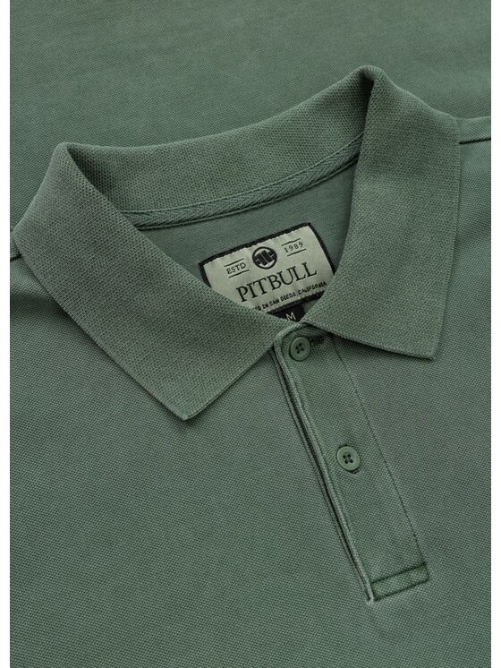 PITBULL PITBULL T-Shirt Koszulka Polo Denim Washed Pique SMALL LOGO L Zielony Regular Fit