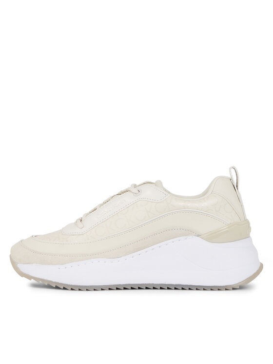 Calvin Klein Calvin Klein Laisvalaikio batai Intern Wedge Lace Up - Epi Mono HW0HW01663 Écru