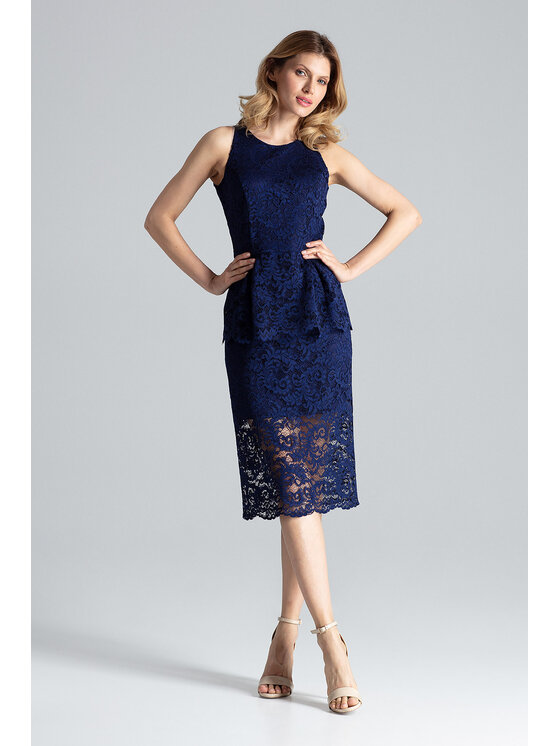 FIGL FIGL Sukienka M640 Granatowy Regular Fit