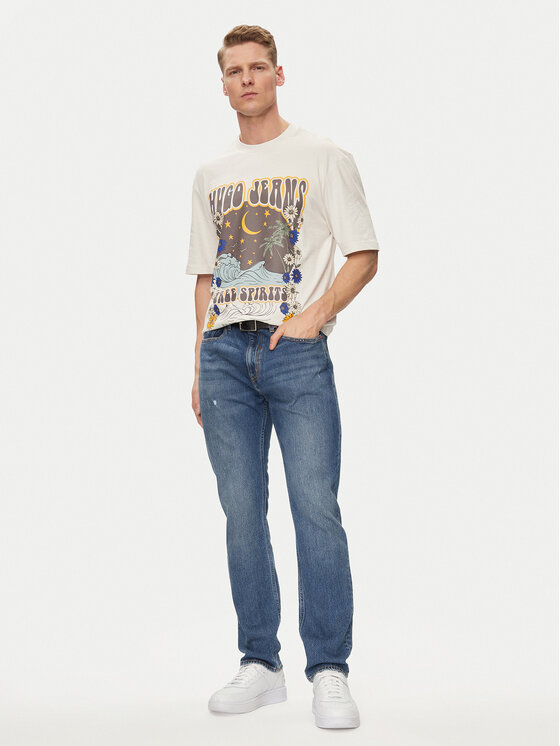 HUGO Hugo T-krekls Nirito 50513199 Écru Regular Fit