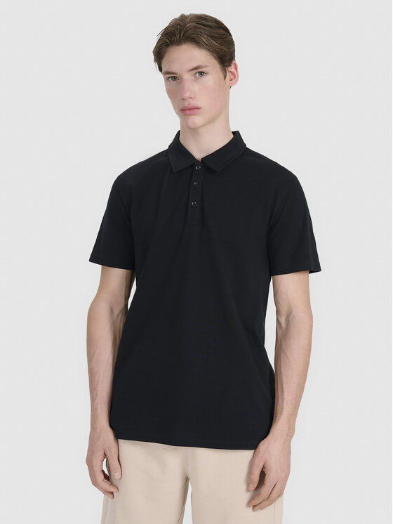4F 4F Polo MIDSHOP TEXTILE Czarny Regular Fit