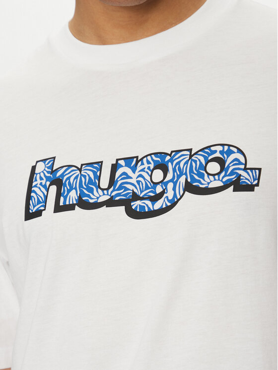 HUGO HUGO T-krekls Nugibol 50542932 Balts Regular Fit
