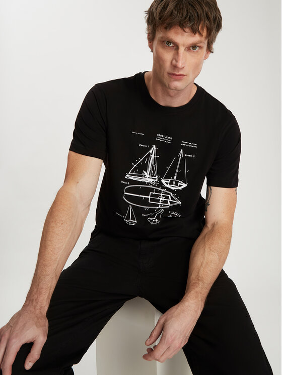 Cross Jeans Cross Jeans T-Shirt 16080-020 Czarny Regular Fit