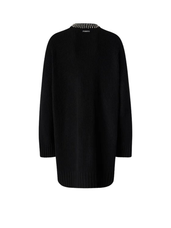 PINKO PINKO Sukienka dzianinowa Ask abito blend con strass Czarny Oversize