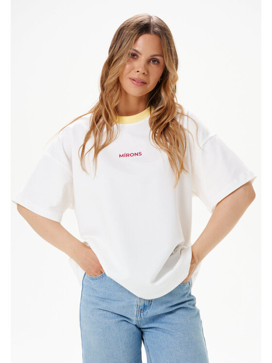 Mirons Mirons T-Shirt Print Biały Regular Fit