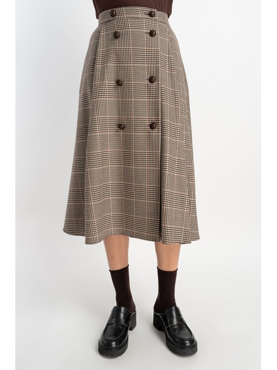 CLICK CLICK Midi sukně 50-731 Hnědá Relaxed Fit