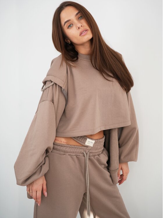 MissDenim MissDenim Bluza Oversize Zip Hoodie Brązowy Oversize