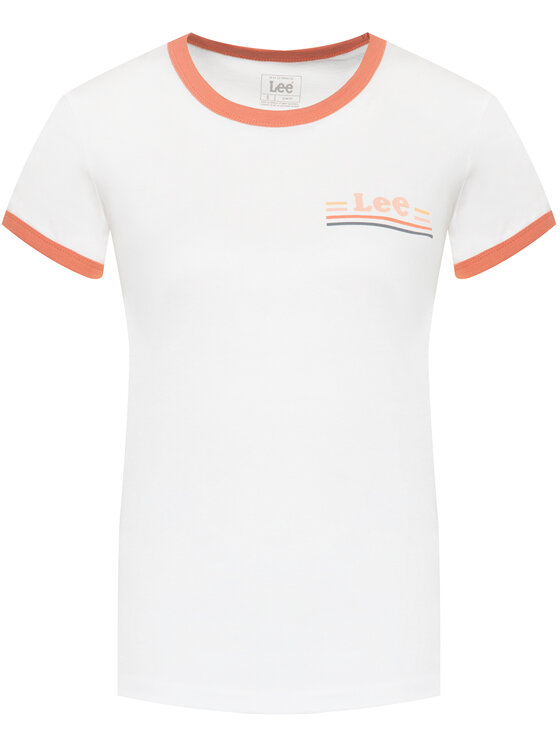Lee Lee T-Shirt Ringer L40PEPLJ 112108662 Biały Slim Fit