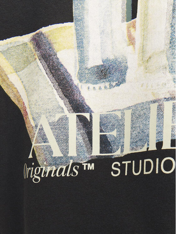 Jack&Jones Junior Jack&Jones Junior Džemperis ar kapuci Brooklyn Graphic 12263290 Melns Relaxed Fit